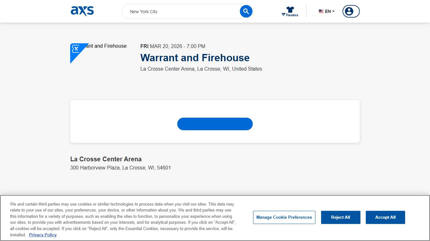 Warrant and Firehouse - La Crosse - La Crosse Center Arena - Fri, Mar 20, 2026, 07:00 PM - AXS US