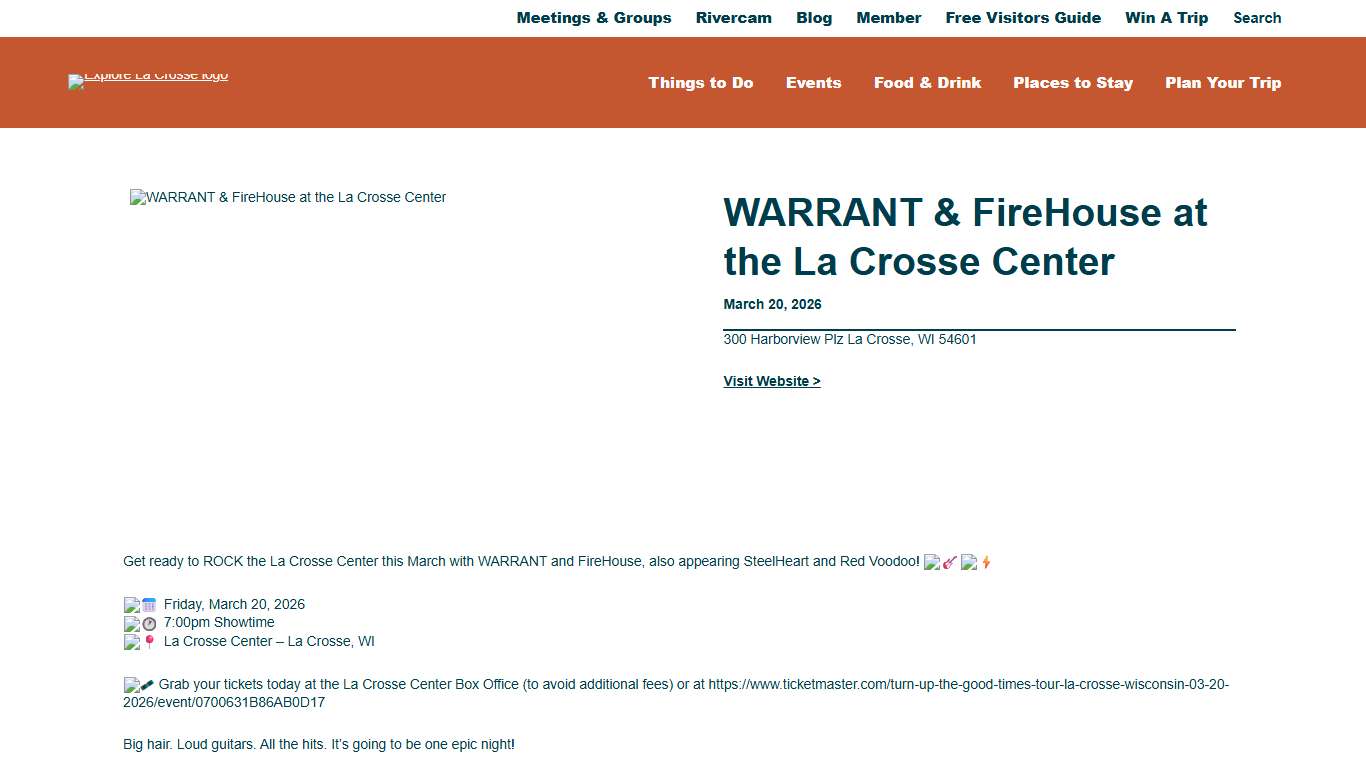 WARRANT & FireHouse at the La Crosse Center ExploreLaCrosse