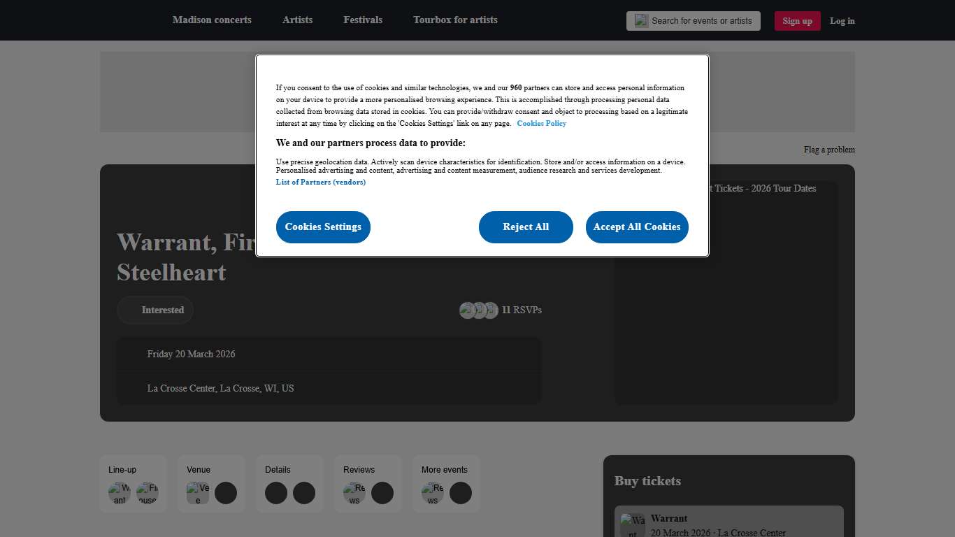 Warrant, Firehouse, and Red Voodoo La Crosse Tickets, La Crosse Center, 20 Mar 2026 – Songkick