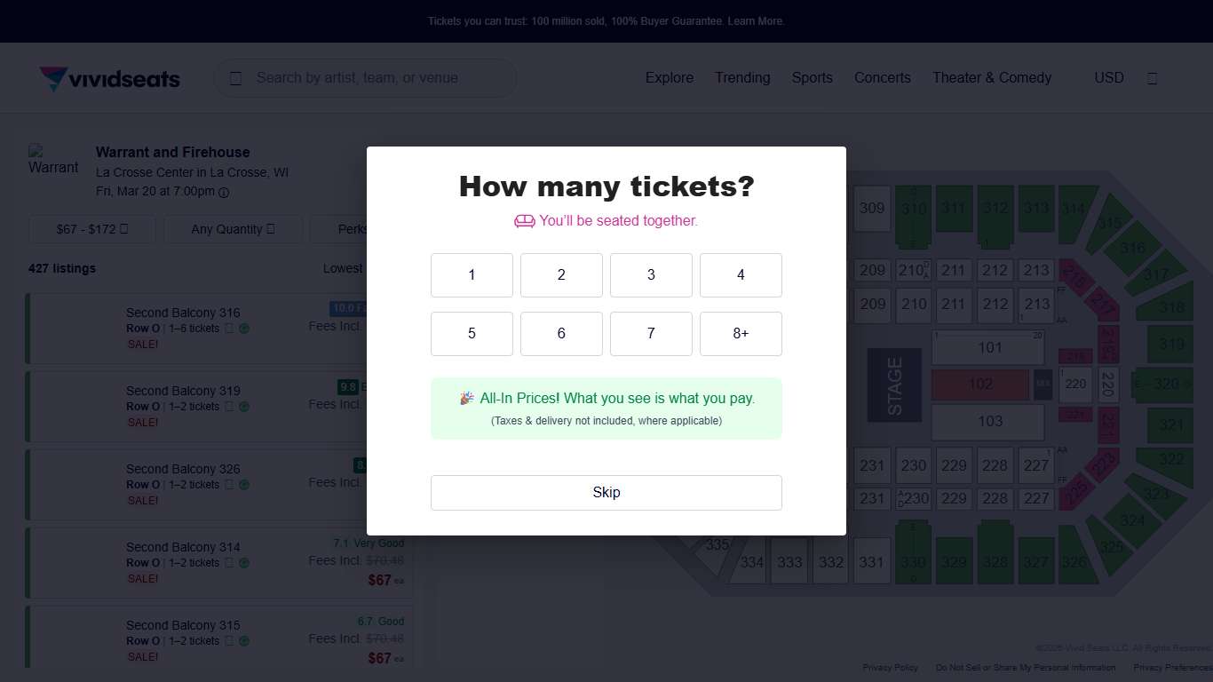 Warrant La Crosse tickets - La Crosse Center - 03/20/2026 Vivid Seats